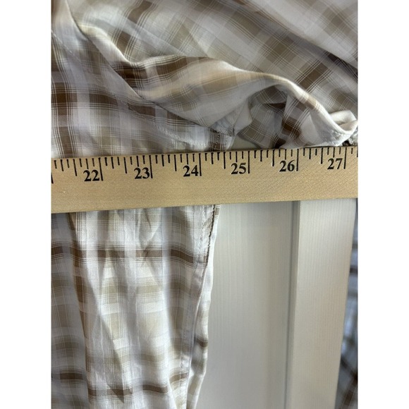 Bugatchi Mens Long Sleeve cream and tan button Up Shaped Fit Dress Shirt XTall - Picture 7 of 9
